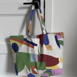 Sézane x G. Kero Bright Multicolor Colorful Canvas Tote Bag MultiCo Arty Sezane